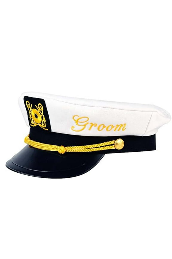 Groom To Be Captain's Hat for Bachelor Party, White, 1 Count