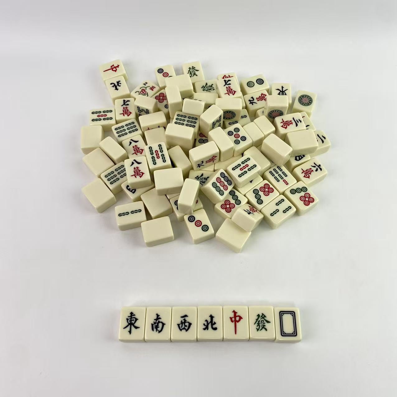 BroZion Mah-jong,Game Set 1.5" X-Large 144 Numbered White Ivory Color Melamine Tiles,Complete Mahjongg Majiang,Mah Jong, Mah-Jong Game Set
