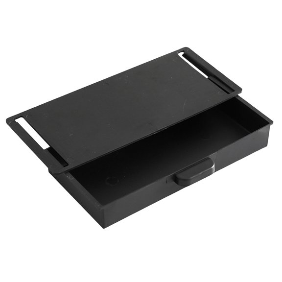 Broad Beneath Desk Compartment | Aetherz Elf-Adhesive Storage Drawer Plastic Hidden Drawer, Drawer with Handle Extendable Drawer Box, Secure Undermount Stationery Compartment - Black - 1 Pc