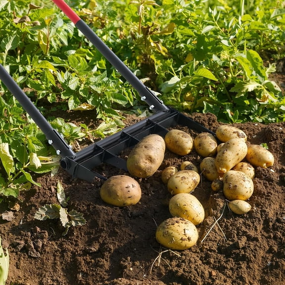 Broad Fork, 5-Tine Pitchfork with Dual Fiberglass Handles, Heavy Duty Garden Fork, Ergonomic U-Shaped Design Broadfork Hand Tiller, Gardening Tool for Composting Transplanting Aeration