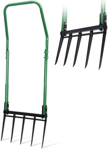 Broad Fork Tool, 6 Tines 20 in Wide Hand Tiller Broadfork, U-Shape