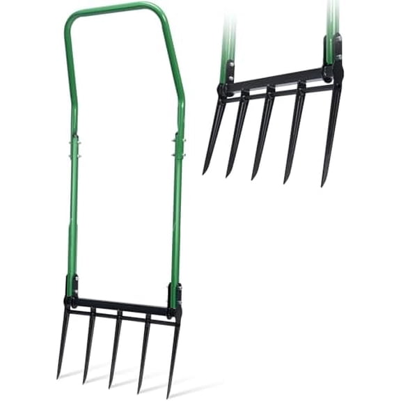 Broad Fork, Heavy Duty 5-Tine Garden Broadfork Hand Tiller, Digging Fork for Soil Aeration and Planting$$Garden & Patio