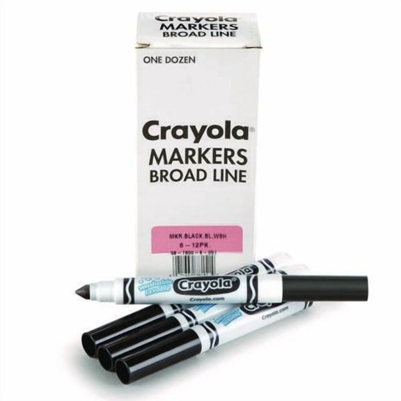 Broad Line Washable Markers, Broad Bullet Tip, Black, 12/box | Bundle of 5