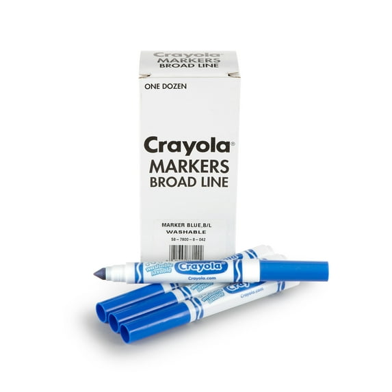 Broad Line Washable Markers, Broad Bullet Tip, Blue, 12/box | Bundle of 5