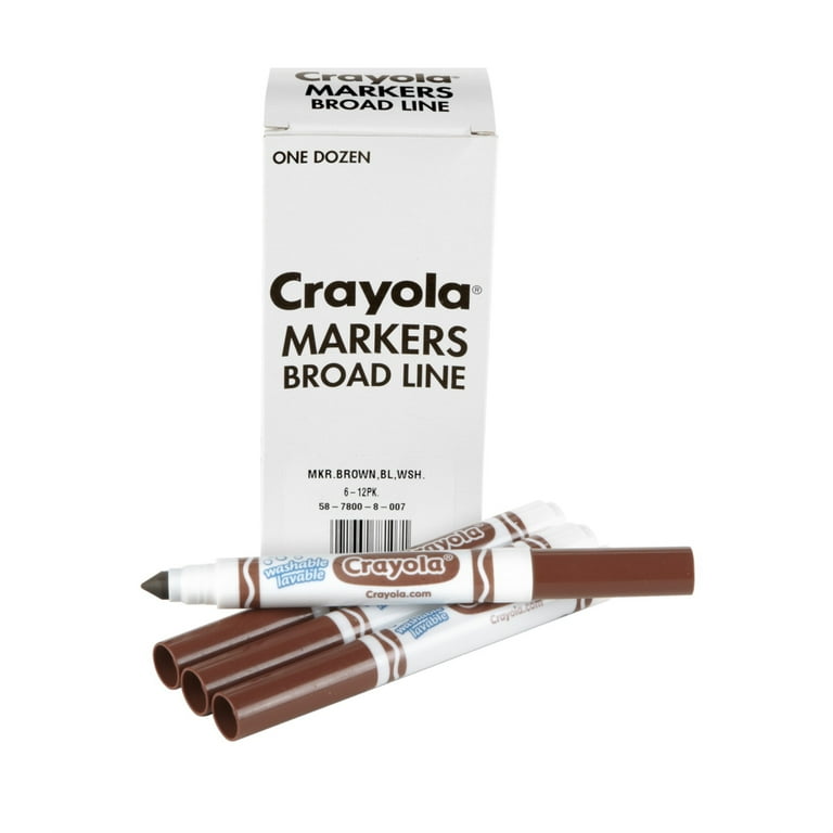Broad Line Washable Markers, Broad Bullet Tip, Brown, 12/Box Broad Line Washable Markers, Broad Bullet Tip, Brown, 12/Box
