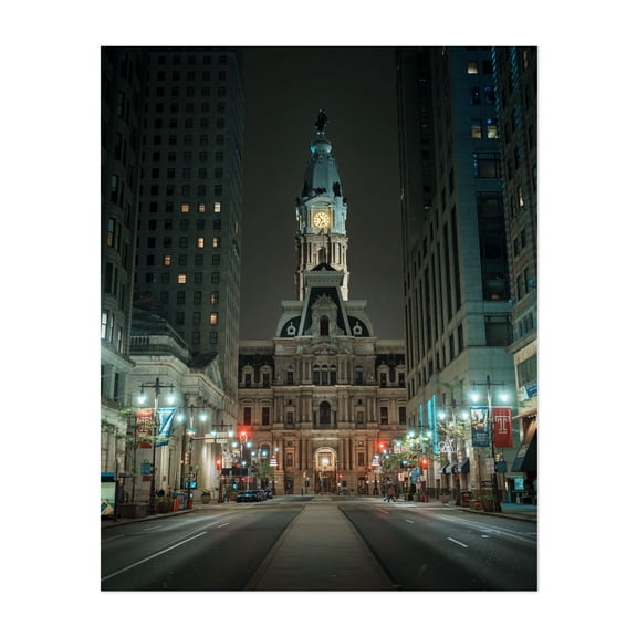 Broad Street & City Hall, Philadelphia - Philadelphia Pennsylvania Photography Unframed Wall Art Print 8 x 10 inches