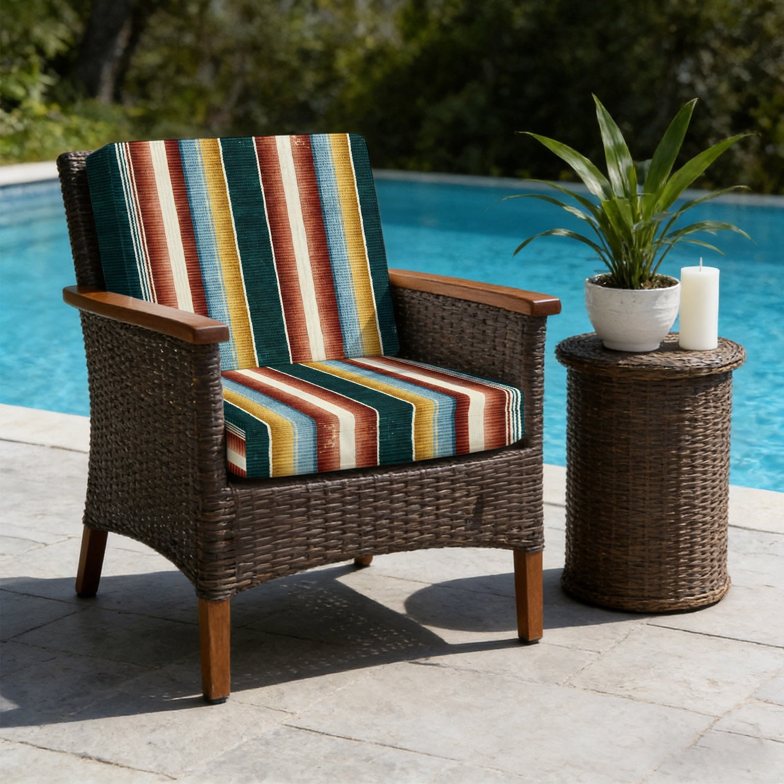 Broad Stripes Outdoor Cushion Covers, Modern Nautical Green Red Blue ...