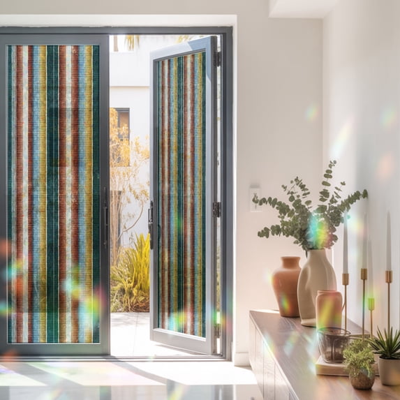 Broad Stripes Window Privacy Film Modern Nautical Green Red Blue Yellow ...
