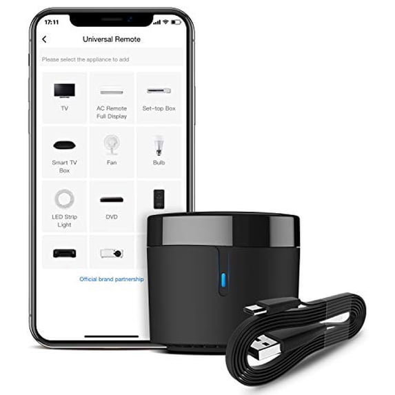 BroadLink Smart IR Remote Control Hub with Temperature Humidity Sensor Cable(2.4Ghz WiFi Only)-WiFi IR Blaster for Smart Home Automation, TV Remote, AC Controller, Works with Alexa/Google Home, IFTTT