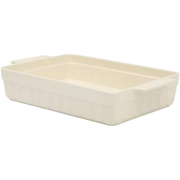 Broadbrook Ceramic Bakeware, 13x9 Inch Rectangular Baking Dish with Handles, Cream Glazed Stoneware for Casseroles, Lasagna, Roasts & Desserts, Oven & Dishwasher Safe