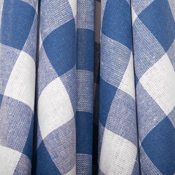 Broadcloth Fabric Lightweight Breathable Absorbent Gingham Plaid Yarn Dyed 100% Cotton By The Yard - Royal Blue / White (1 Yard)