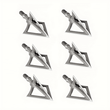 Broadheads 100 Grain Stainless Steel Fixed Blade Hunting Broadhead Arrow Tips Archery Arrowheads for Crossbow and Compound Bow, Pack of 6