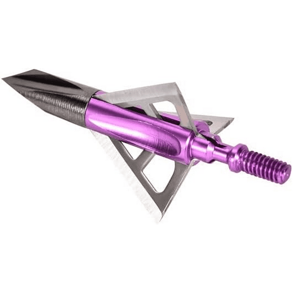 Broadheads Archery Mechanical Broadheads 100 Grain Fixed 3Blades,Purple Ferrule, for Big Hunting Games, Screw-in Install, Pack of 6
