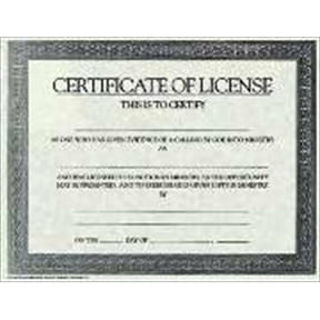 Certificate-License (Generic) (8-1/2" x 11") (Pack Of 6)