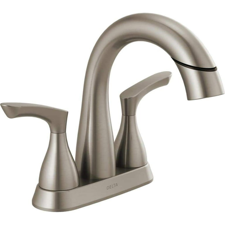 Broadmoor 4 in. Centerset 2-Handle Pull-Down Spout Bathroom Faucet in SpotShield Brushed Nickel Broadmoor 4 in. Centerset 2-Handle Pull-Down Spout Bathroom Faucet in SpotShield Brushed Nickel