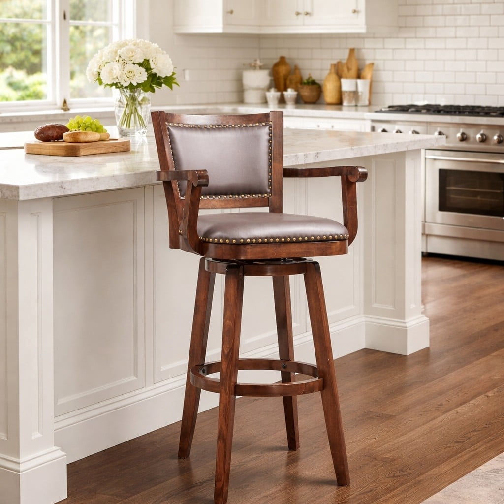 Broadmoor Extra Tall Swivel Bar Stool With Arms - Cappuccino