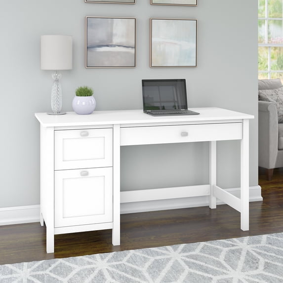 Broadview 54W Computer Desk with 1 File Drawer and 2 Storage Drawers in Pure White