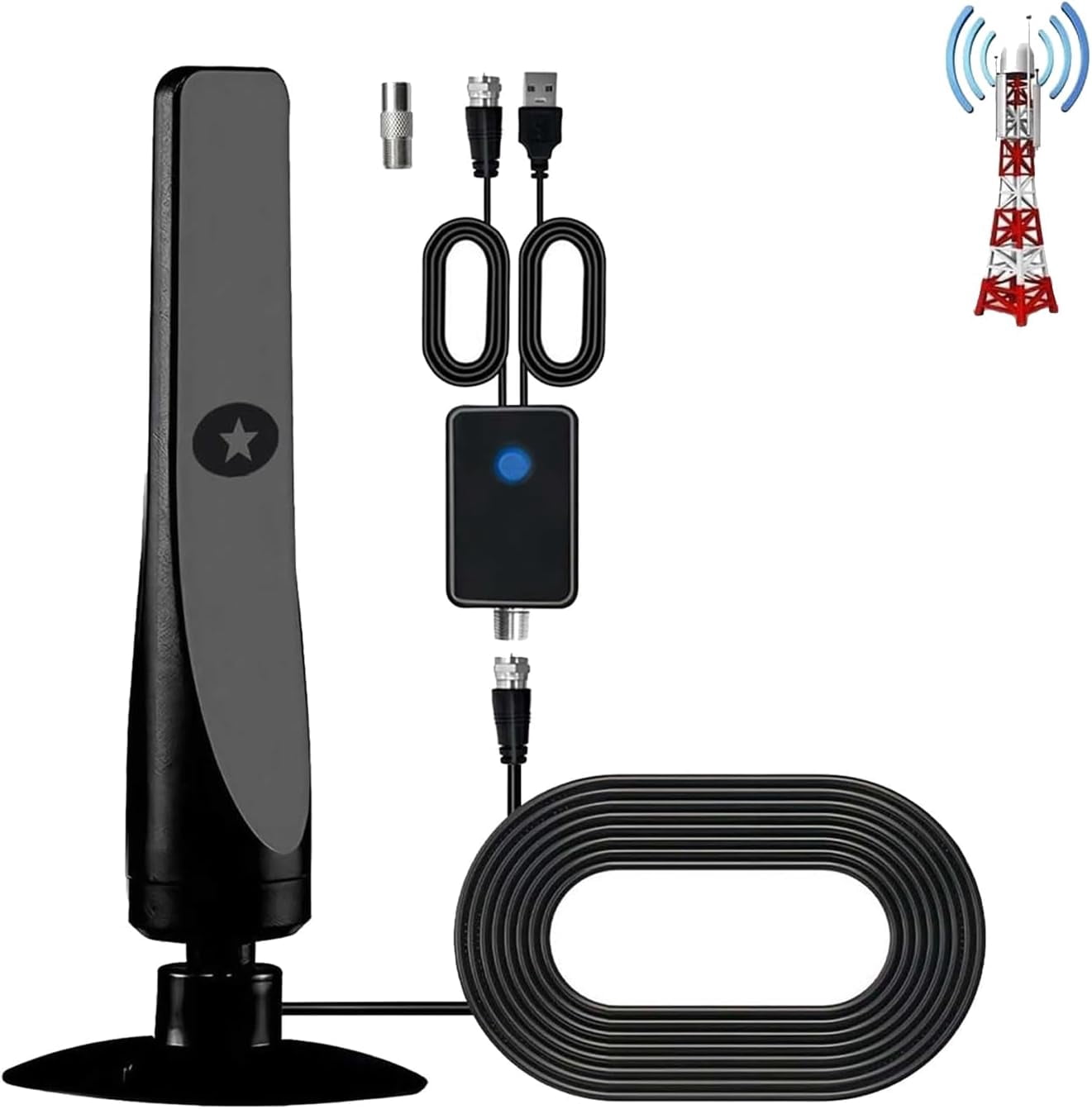 Broadwave TV Antenna 2025, Broadwave Antenna, Indoor Digital HDTV Antenna with Signal Amplifier, Suction Cup TV Antenna, Plug and Play