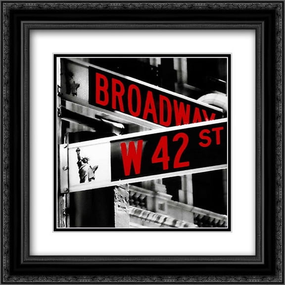 Broadway 2x Matted 20x20 Black Ornate Framed Art Print by Grey, Jace