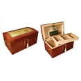 thumbnail image 1 of Broadway Arc Shaped Top Cigar Humidor - High Gloss Burl Wood Finish w/ Light Mappa Wood Inlay - Capacity: 150, 1 of 3