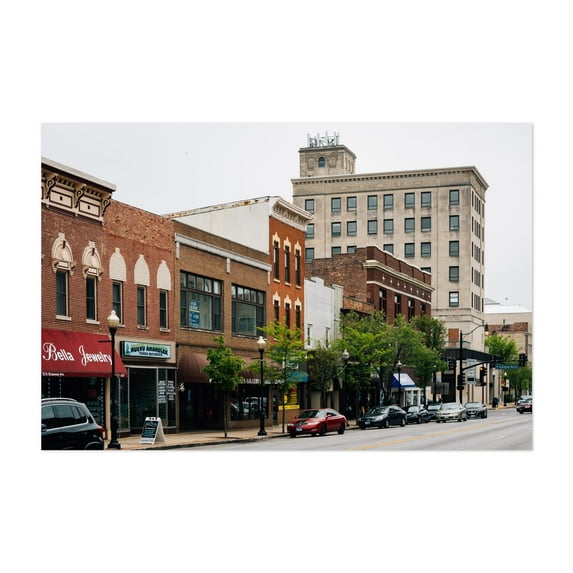 Broadway - Aurora Illinois Photography Street Photography Architecture City Vintage Travel Poster Unframed Wall Art Print 4 x 6 inches