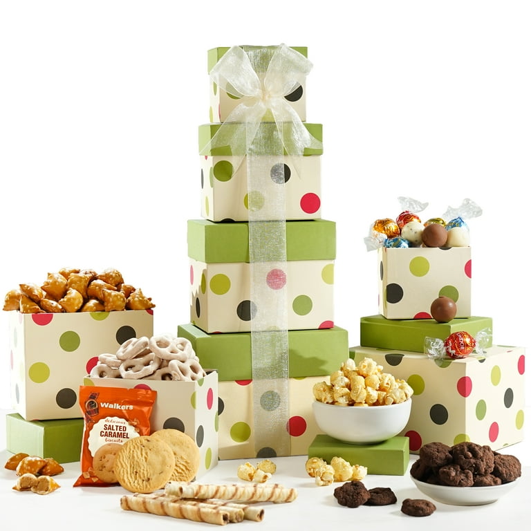 Broadway Basketeers Food Gift Basket Tower Snack Gifts for Women 