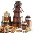 thumbnail image 1 of Broadway Basketeers Tower of Sweet Gift Set, Perfect for Christmas, Birthday, Corporate, Get Well, Thank You, or Any Holiday Occasion, Amazon Prime Gourmet Baskets Food Gifts, Brown, 5 Piece Set, 1 of 8