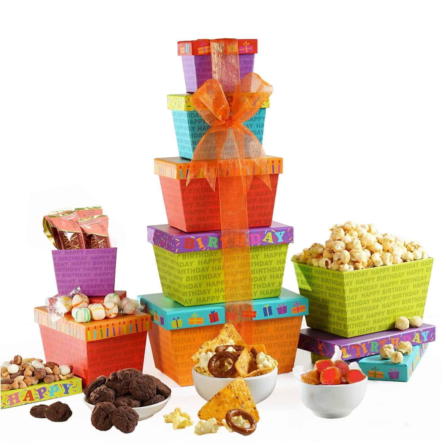 Broadway Basketeers Happy Birthday Celebration Gift Tower