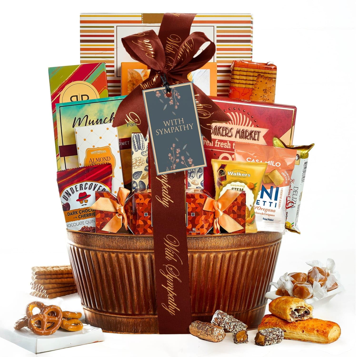 Broadway Basketeers Sympathy Gift Basket Bereavement & Condolences Care Package, Thoughtful Food Delivery for Loss of Loved One, Comforting Box Present