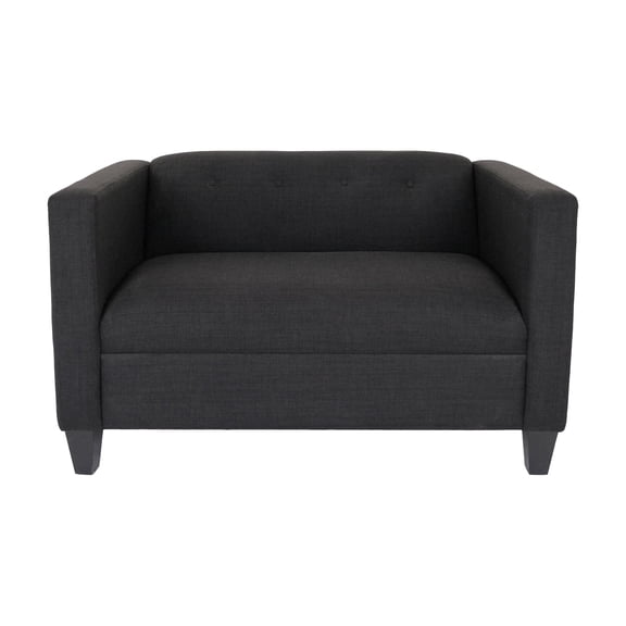 Broadway Bennet Black Loveseat Sofa for Living Room, Modern Décor Love Seat Mini Small Couches for Small Spaces and Bedroom with Solid Wood Frame (Polyester Nylon)