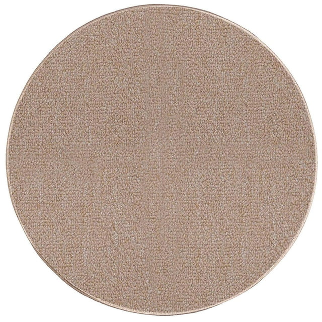 Broadway Collection Solid Color Indoor Outdoor Area Rug Beige - 3' Round
