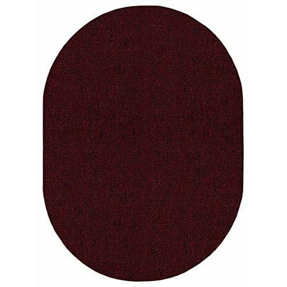 Broadway Collection Solid Color Indoor Outdoor Area Rug Burgundy - 7' x 9' Oval