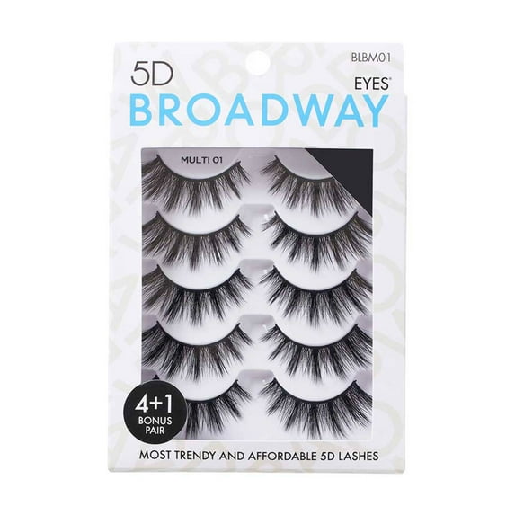 Broadway Lashes Strip False Eyelashes Multipack Fake Eyelashes Natural to Dramatic Look Lash Set 5 Pairs (01)