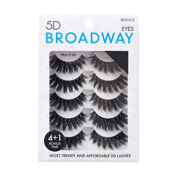 Broadway Eyes Strip False Eyelashes Multipack Fake Eyelashes Natural to Dramatic Look Lash Set 5 Pairs (03)