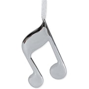 Broadway Gift Silver Double 8th Notes Music Instrument Replica Christmas Ornament, Size 4 inch