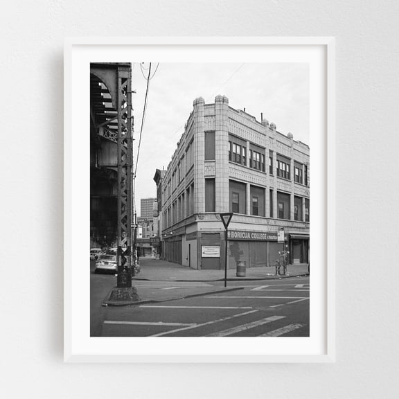 Broadway & Graham Avenue B&W - Brooklyn New York Photography White Framed Wall Art Print 30 x 40 inches