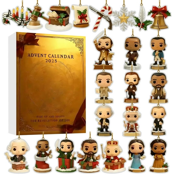 Broadway Hamilton Advent Calendar 2025, 24 Days Christmas Countdown with 2D Musical Character Ornaments, Broadway Collectibles, Holiday Gift for Theater Lovers