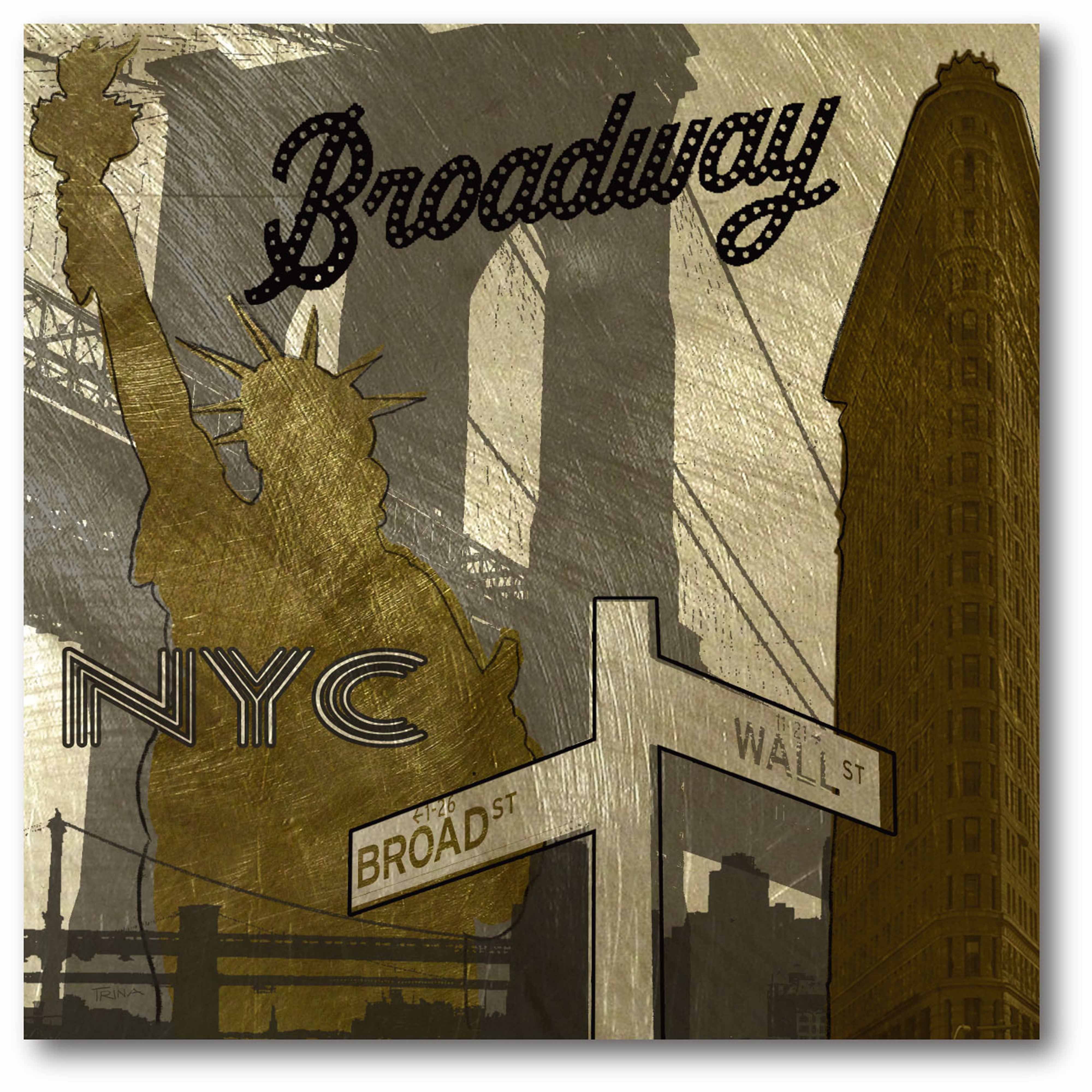 Broadway In Gray Gallery-Wrapped Canvas Wall Art, 16x16