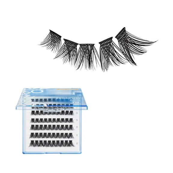 Broadway Lash Clusters, 9-16mm 70 pcs Assorted Volume False Eyelashes, Customizable DIY Individual Lash Extensions for Beginners, Lightweight & Comfortable Wide Band, Great for Everyday Glam