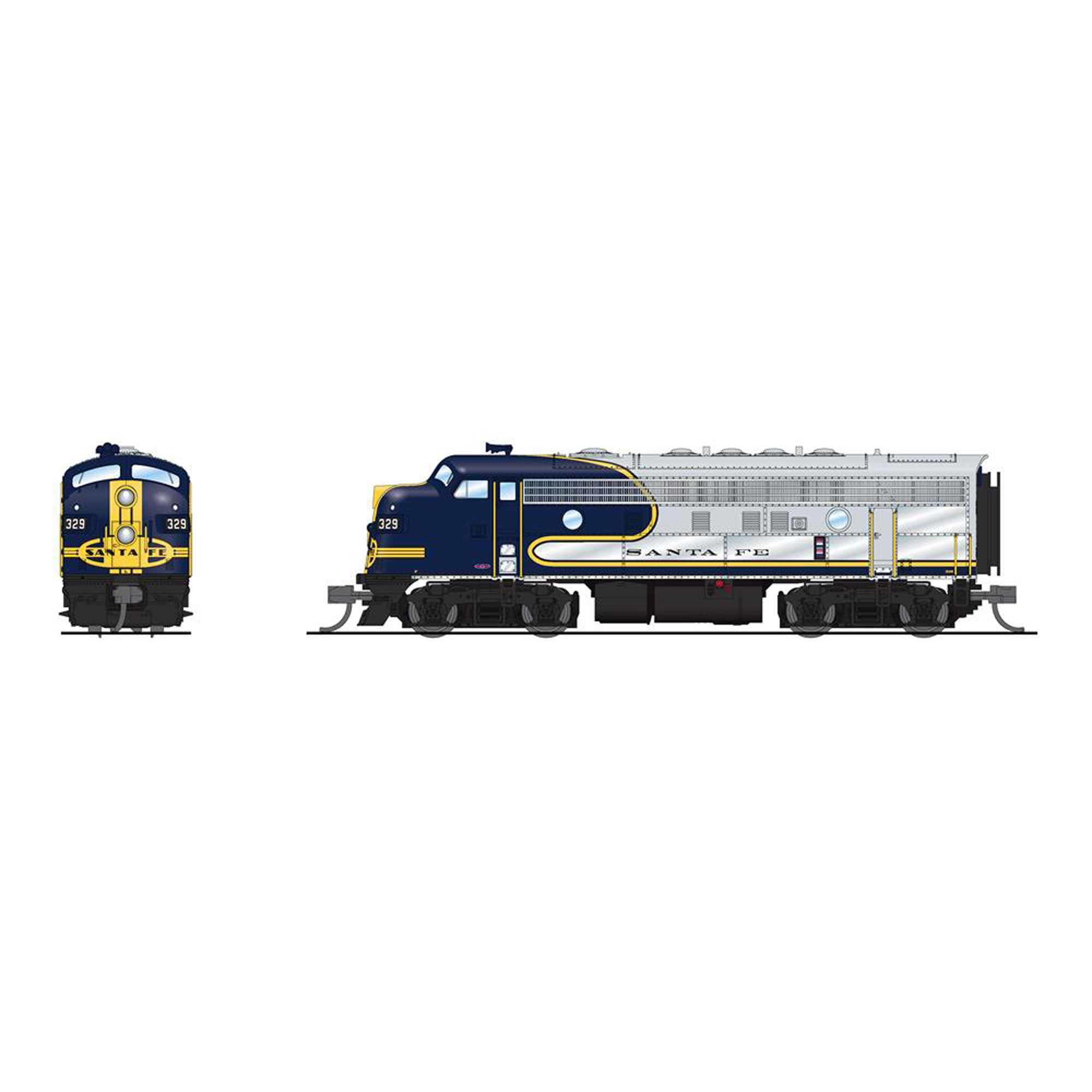 Broadway Limited Imports N EMD F7A ATSF 335 Bluebonnet Paragon4 BLI7764 ...