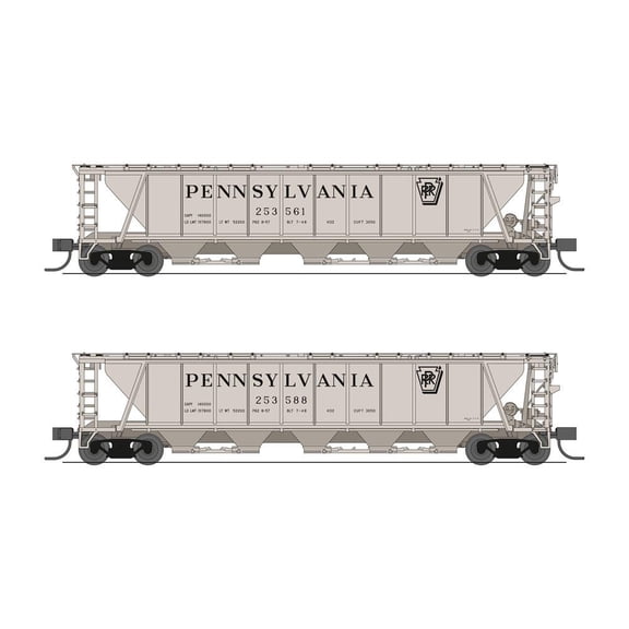 Broadway Limited Imports N H32 Covered Hopper PRR 2-pack B BLI7253 N Rolling Stock