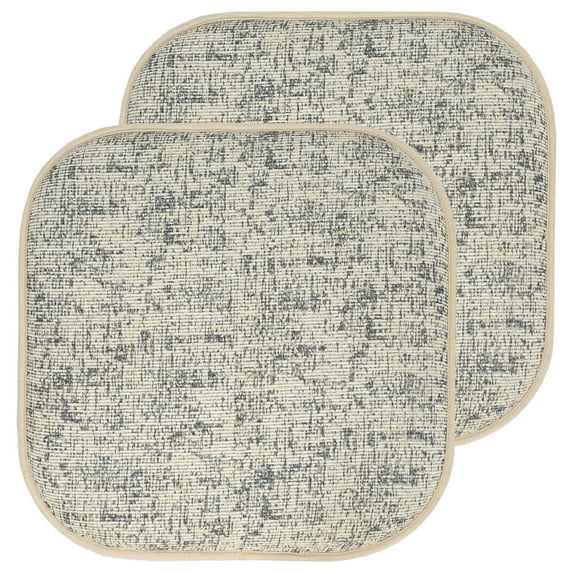 Broadway Memory Foam No Slip Back 16 x 16 Chair Pad Cushion 2 Pack - Cream-Blue