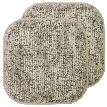 Broadway Memory Foam No Slip Back 16 x 16 Chair Pad Cushion 2 Pack - Cream-Chocolate