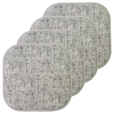 Broadway Memory Foam No Slip Back 16 x 16 Chair Pad Cushion 4 Pack - Black-White