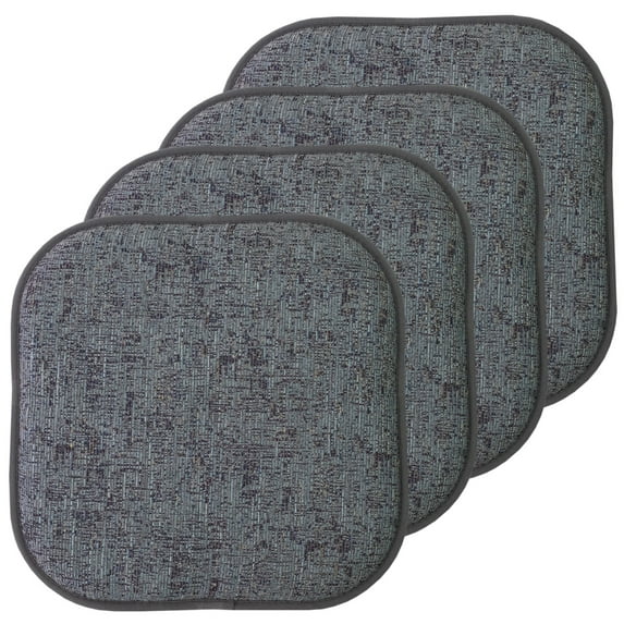 Broadway Memory Foam No Slip Back 16 x 16 Chair Pad Cushion 4 Pack - Multi-Blue