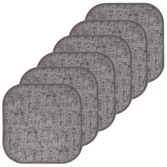 Broadway Memory Foam No Slip Back 16 x 16 Chair Pad Cushion 6 Pack - Gray-Black