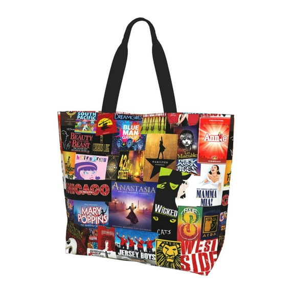 Broadway Movie Musical Canvas Tote Bag Women Kitchen Reusable Grocery Bags Canvas Shopping Bag Beach Bags Shoulder Bag for Outdoor