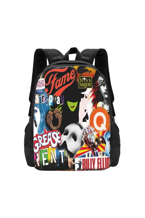 Broadway Musical Collage Backpack Fashion Travel Backpack Laptop Backpack 16ch Simple And Large Capacity