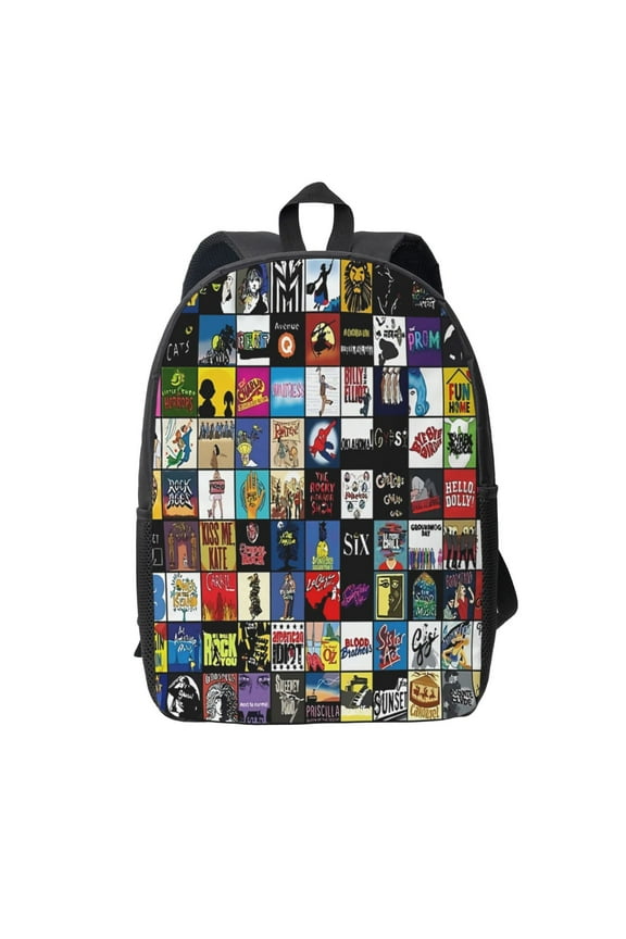 Broadway Musical Theatre Logos - Hand Drawn Backpack Simple Lightweight Backpack Fashion Travel Backpack Laptop Backpack 17 Inch