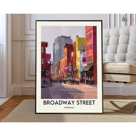 Broadway Nashville Tennessee Poster, Unframed Paper Poster 8x10in